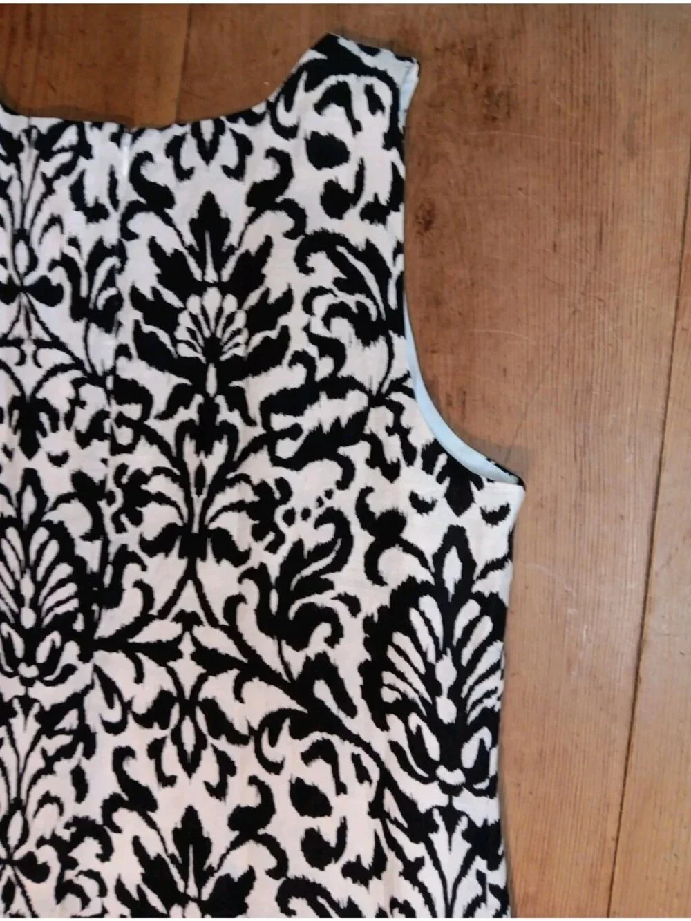 Tyler Boe 100% Linen Shift Dress Womens L Black Damask Boho Print Sleeveless NWT - Picture 7 of 10